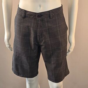 O'Neill Plaid Shorts Mens Relaxed Fit Size 32 Gray Black